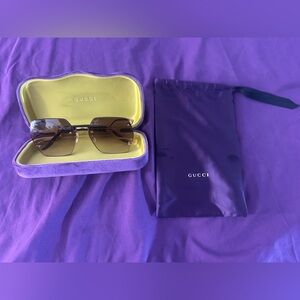Gucci Brown-Tinted Sunglasses with Purple Case
